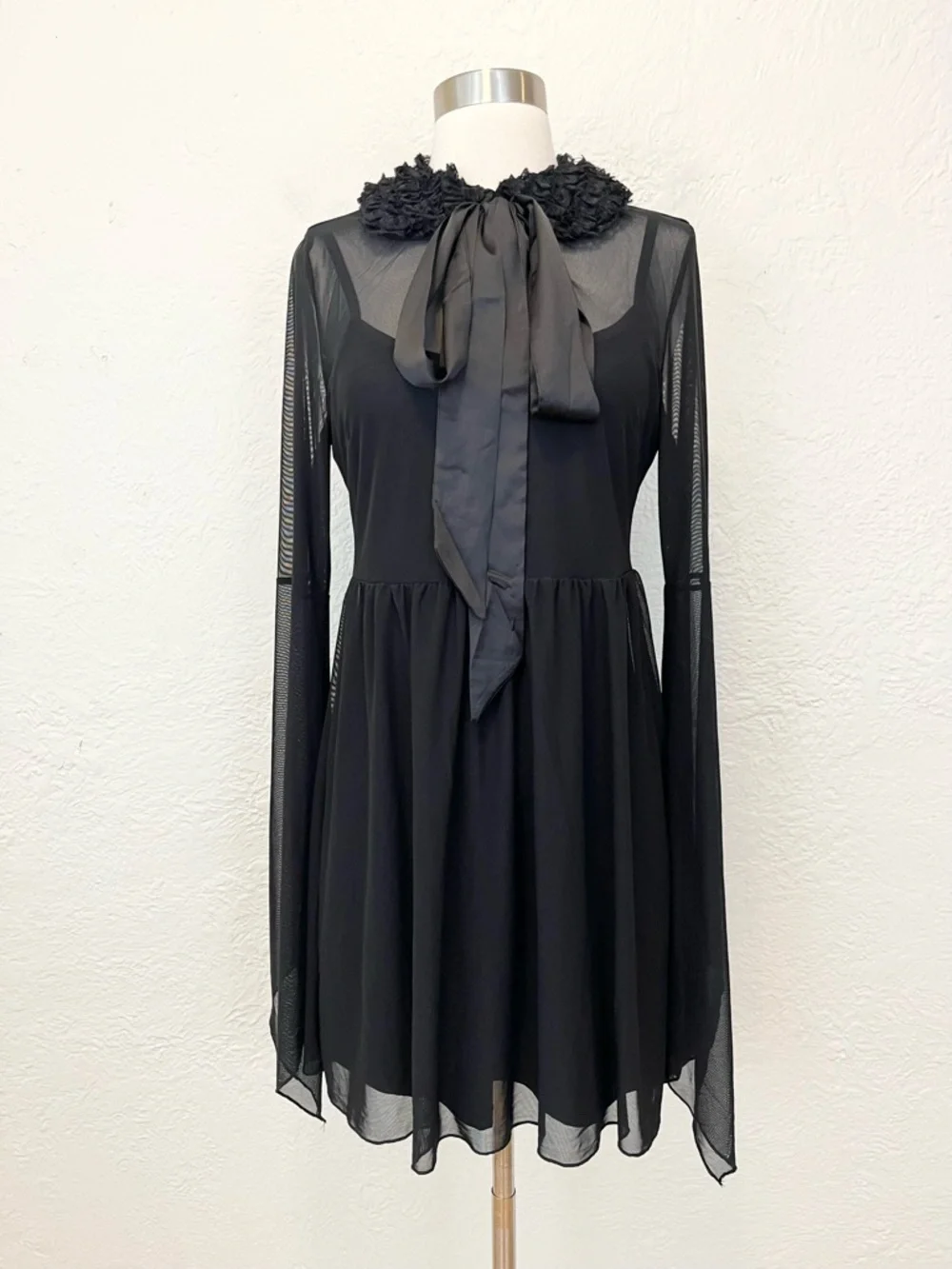 Killstar Dress Babydoll Mesh Bell Sleeve Ruffle Collar Goth Witchy Medium M - Picture 4 of 13
